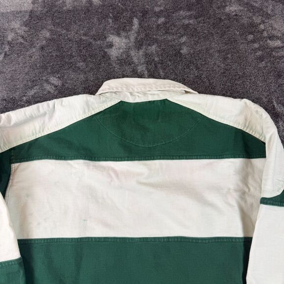 Vtg Guinness Embroidered Rugby Polo Long Sleeve Striped Men's L/XL* Green - Picture 12 of 14